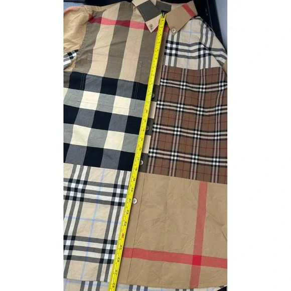 Burberry Long Sleeve Button Down Shirt All Over Nova Check Print Brown - Medium - Picture 6 of 6